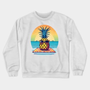 simplistic pineapple wearing oversized sunglasses and chilling Crewneck Sweatshirt